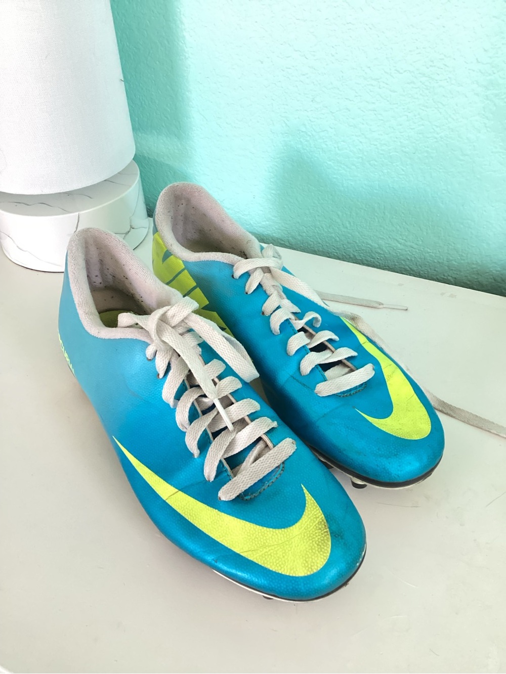 Nike Teal & Neon Yellow Soccer Cleats